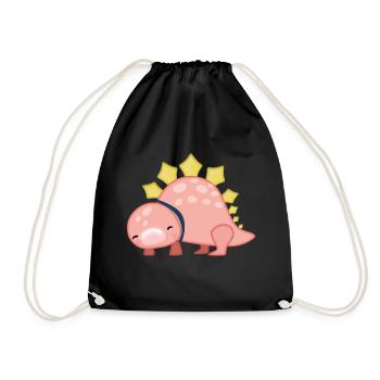 Pink cute dinosaur - Drawstring Bag - black - Front