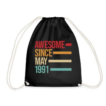 Geburstag Awesome Since May 1991 - Turnbeutel - Schwarz - Vorne