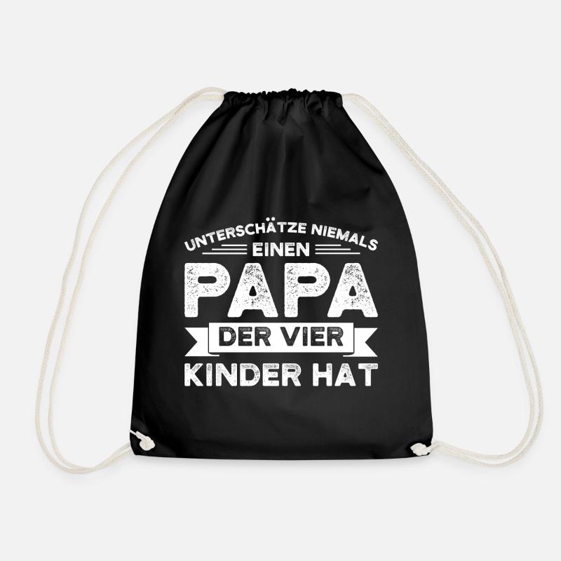 Papa 4 Kinder Papa von 4 Kindern Geschenk - Turnbeutel - Schwarz
