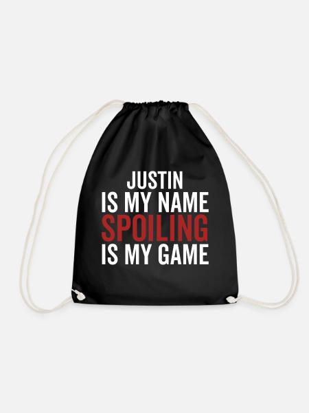Justin ist mein Name Verderben ist mein Spiel - Turnbeutel - Schwarz