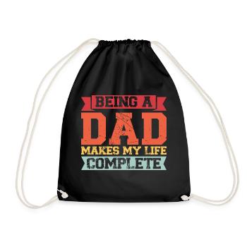 father Papa Dad daddy Geschenk - Turnbeutel - Schwarz - Vorne