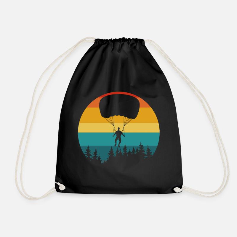Vintage Parachute Lover - Drawstring Bag - black