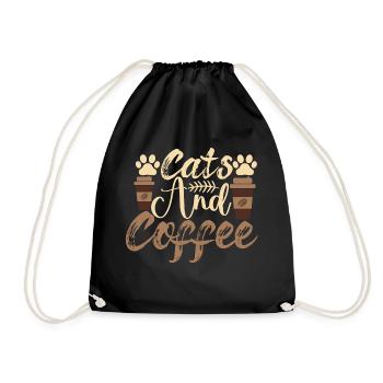 Funny Quote Vintage Azuco Coffee Cat - Drawstring Bag - black - Front