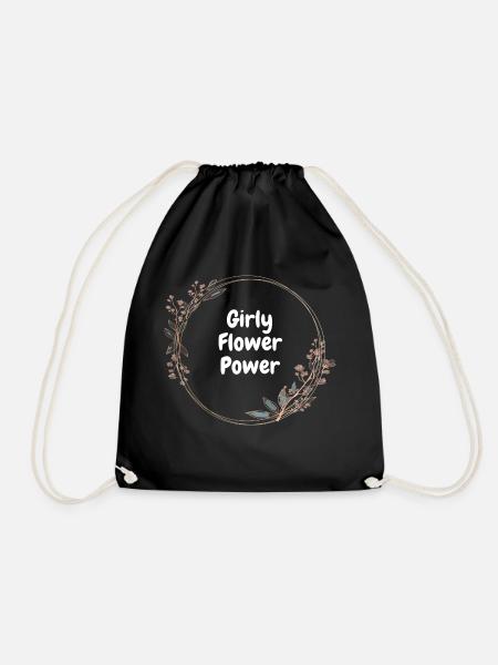 Girly Flower Power - Turnbeutel - Schwarz