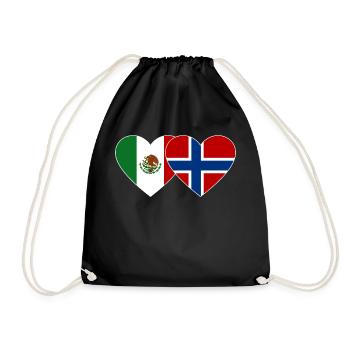Mexico Norway Flag Heart - Drawstring Bag - black - Front
