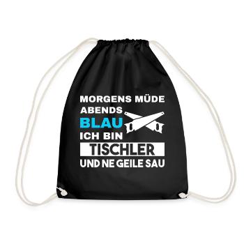 Morgens Müde Abends Blau Tischler - Turnbeutel - Schwarz - Vorne