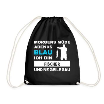 Morgens Müde Abends Blau Fischer - Turnbeutel - Schwarz - Vorne