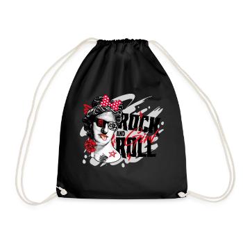 Rock'n'Roll-Mädchen - Turnbeutel - Schwarz - Vorne