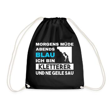 Morgens Müde Abends Blau Kletterer - Turnbeutel - Schwarz - Vorne