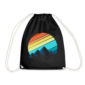 Retro mountains - Drawstring Bag - black - Front