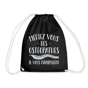 Méfiez Vous Des Ostéopathes Cadeau Humour - Sac de sport léger - noir - Devant