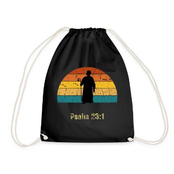 Psalm 23 Der Herr ist mein Hirte - Turnbeutel - Schwarz - Vorne