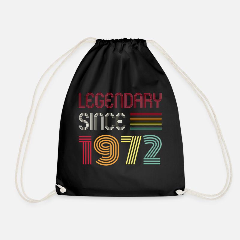 Birthday Legendary Since 1972 - Drawstring Bag - black