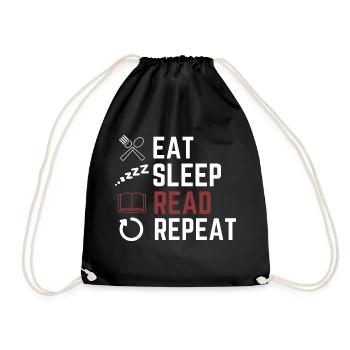 manger dormir lire répéter - Sac de sport léger - noir - Devant