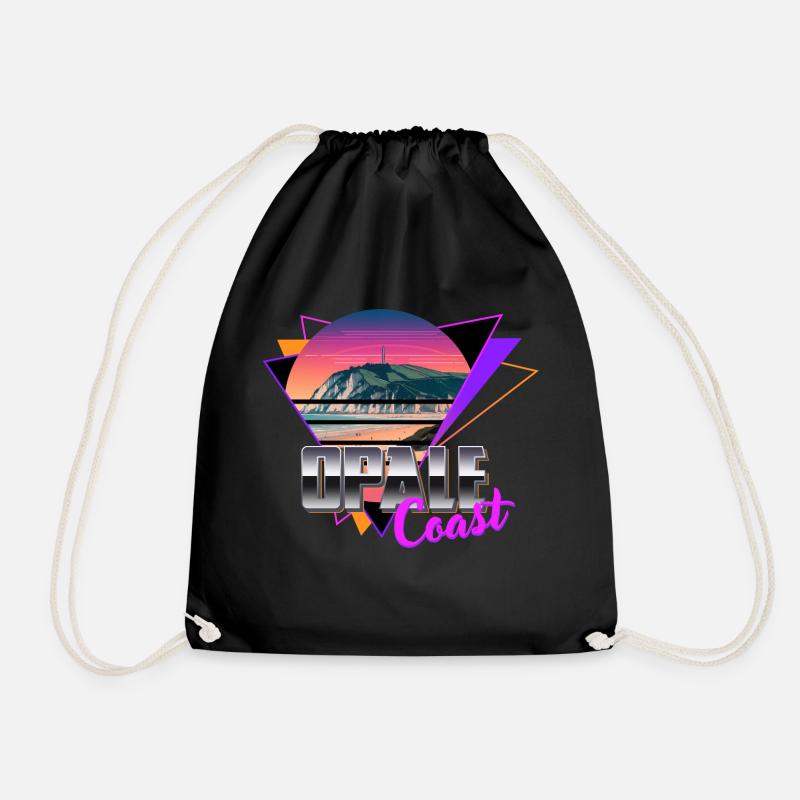 Opale coast retro sunset côte d'opale synth wave - Sac de sport léger - noir