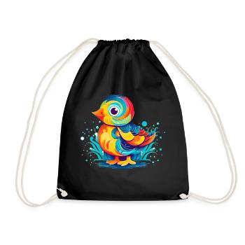 Colorful little duck as a bird for children - Drawstring Bag - black - Front