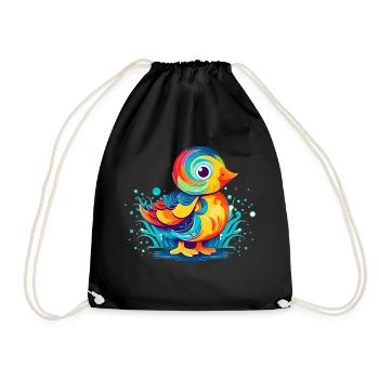 Colorful minimalist duck perfect as a gift - Drawstring Bag - black - Front