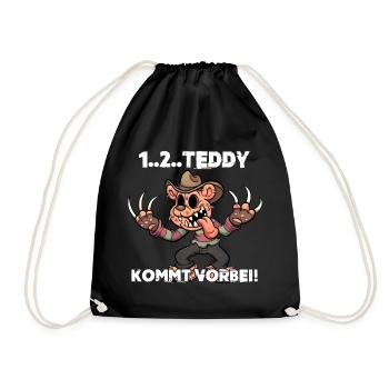 1 2 Teddy kommt vorbei - Turnbeutel - Schwarz - Vorne