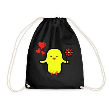 Cute Bird in Love - Drawstring Bag - black - Front