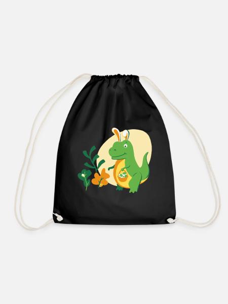 Easter Bunny T-Rex - Drawstring Bag - black