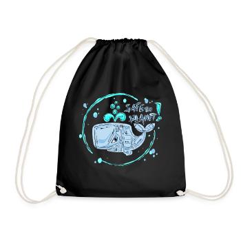 Sûr la planète,Waal,Plastique,Mer,Plage,Poisson, - Sac de sport léger - noir - Devant