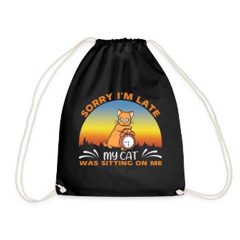 Cute red cat - Drawstring Bag - black - Front