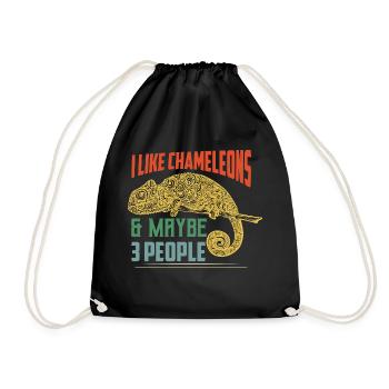 I Like Chameleons & Maybe 3 People Lizard Lover Re - Turnbeutel - Schwarz - Vorne