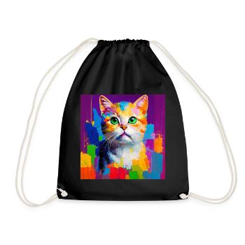 Peinture à l’huile Style Cat Portrait Design pour - Sac de sport léger - noir - Devant