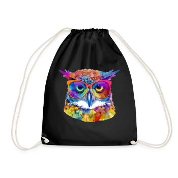 Ouz the owl - Drawstring Bag - black - Front