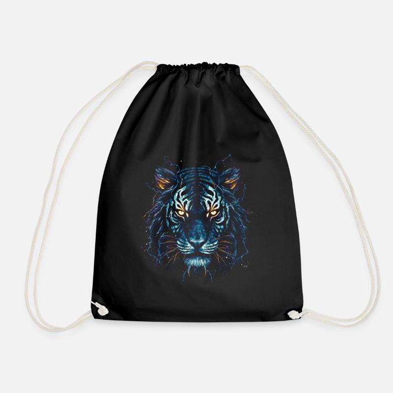 Blue Tiger - Drawstring Bag - black