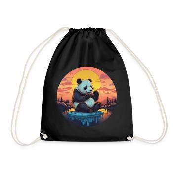 Cute panda on ice floe with candy - Sun - Drawstring Bag - black - Front