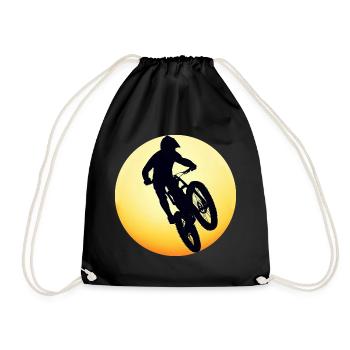 Mountain Bike Downhill - Sunset Silhouette - Drawstring Bag - black - Front
