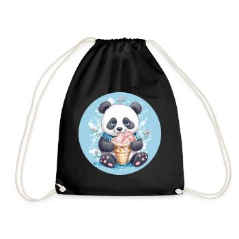Tollpatschiger Panda - Eis & Blumen Sunset Design - Drawstring Bag - black - Front