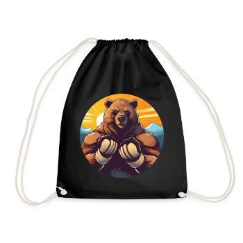 Bear Fitness Training Boxing Boxer Sunset - Drawstring Bag - black - Front