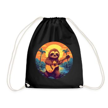 Faultier-Gitarren-Sonnenuntergang - Turnbeutel - Schwarz - Vorne