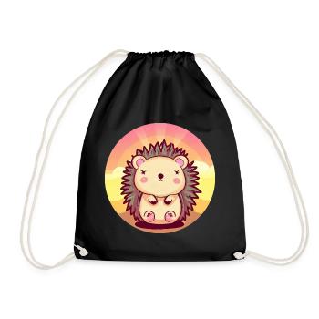 Hérisson mignon au coucher du soleil - style peintures - Sac de sport léger - noir - Devant