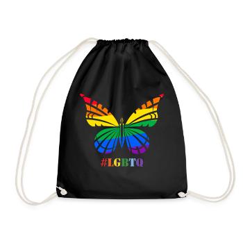 Mois de la fierté gay LGBT Gay Rainbow Love Butterfly - Sac de sport léger - noir - Devant