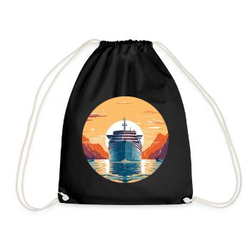 Cruise ship at sunset - trip - Drawstring Bag - black - Front