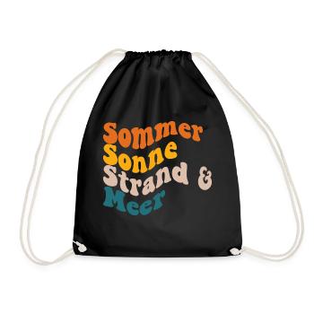 Sommer Sonne Strand und Meer - Turnbeutel - Schwarz - Vorne