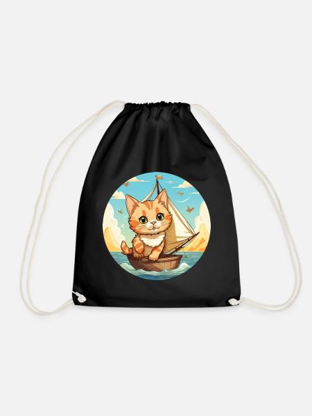Chat à voile sur voilier, cravate coucher de soleil - Sac de sport léger - noir