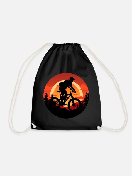 Mountainbike Downhill bei Sonnenuntergang – - Turnbeutel - Schwarz