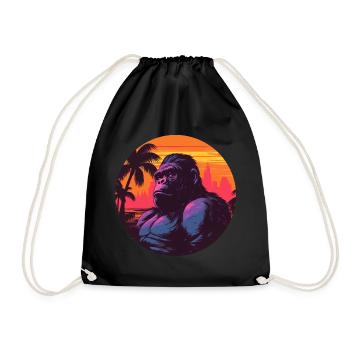 Cool gorilla in the sunset – animal - Drawstring Bag - black - Front