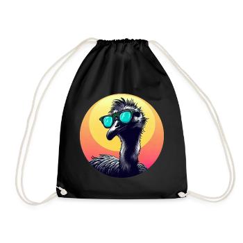 Cool Emu - Vogelstrauß mit Sonnenbrille bei - Turnbeutel - Schwarz - Vorne