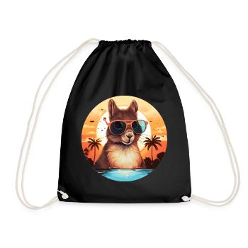 Cool squirrel silhouette at sunset - Drawstring Bag - black - Front