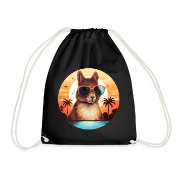 Cool squirrel silhouette, sunset with - Drawstring Bag - black - Front