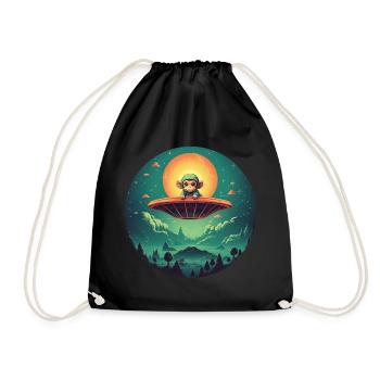 UFO abduction of a monkey by an alien - Drawstring Bag - black - Front