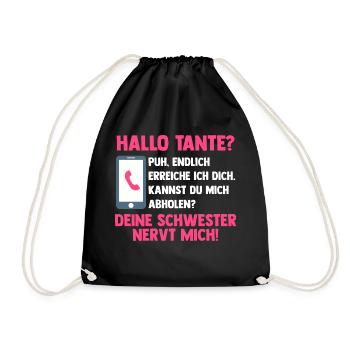 Patentante Neffe Nichte Tante - Turnbeutel - Schwarz - Vorne