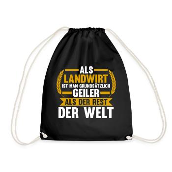 Landwirtschaft Bauer Landwirt - Turnbeutel - Schwarz - Vorne