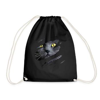 Grey Cat tearing through, Love Cats - Drawstring Bag - black - Front