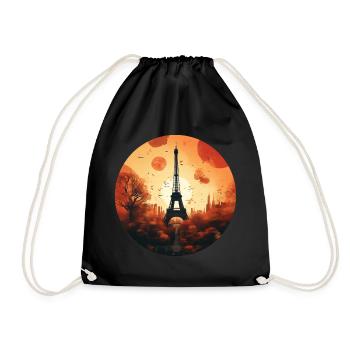Sonnenuntergang in Paris: Eiffelturm und - Turnbeutel - Schwarz - Vorne